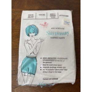 New Vintage 50's Blue Swan White Garter Panty Wide High Dome Gusset 5 Rockabilly